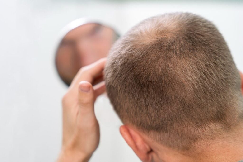 adult male having balding problems