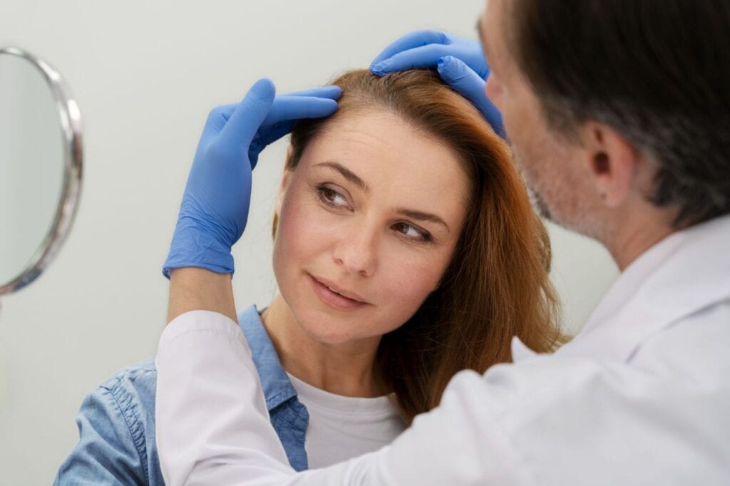 woman getting hair loss treatment clinic (1)